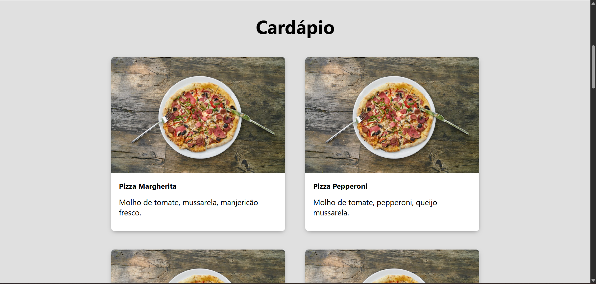 Site para uma pizzaria