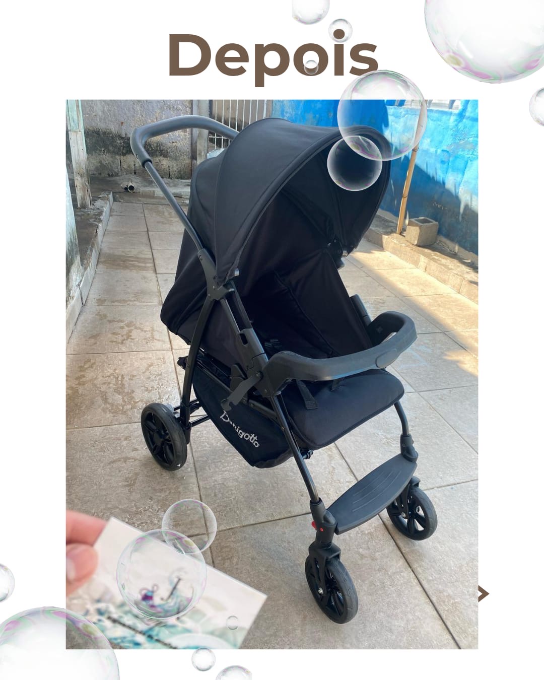 Higienização feita em um carrinho de bebê